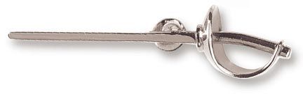 Push pin with clasp sabre in silver color