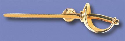 Push pin with clasp sabre in gold color