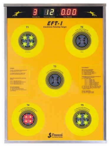 Electronic fencing target with power supply