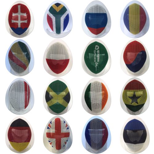 Painted national colors on mask